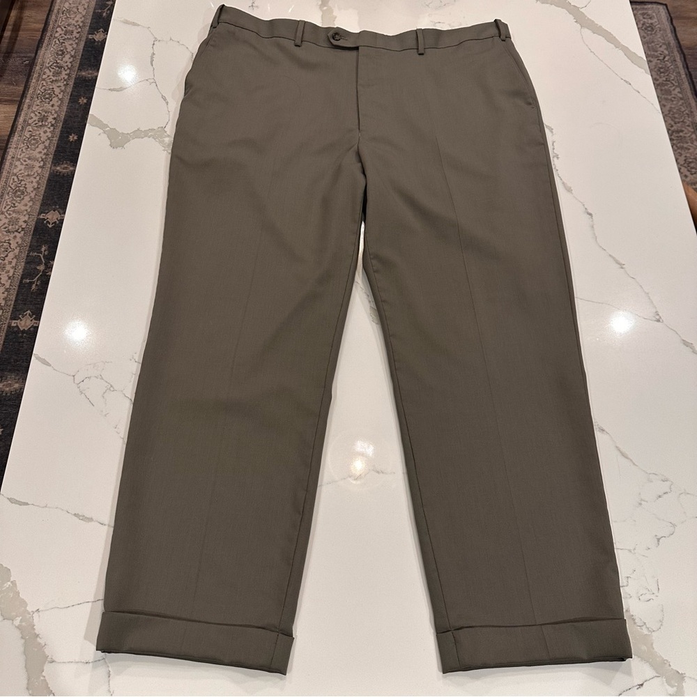 Hart Schaffer Marx Men’s 100% Wool Dress Pants 44 Cuffed Flat Front Lightweight